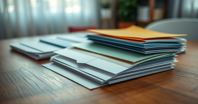 Envelope com aba adesiva para organização eficiente de documentos