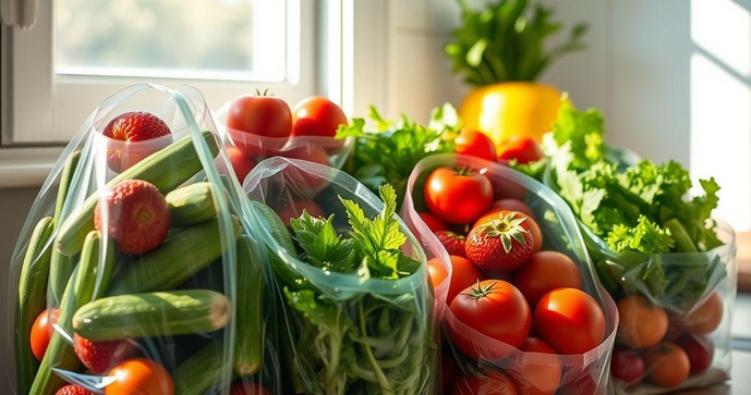 Saco plástico transparente para alimentos